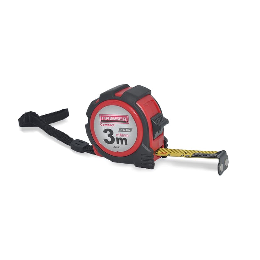 (22043) 3мx16мм рулетка, нейл., прогум. корп., 1 стоп, магн., HAISSER Compact