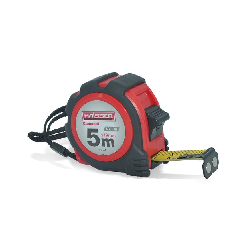 (22044) 5мx19мм рулетка, нейл., прогум. корп., 1 стоп, магн., HAISSER Compact
