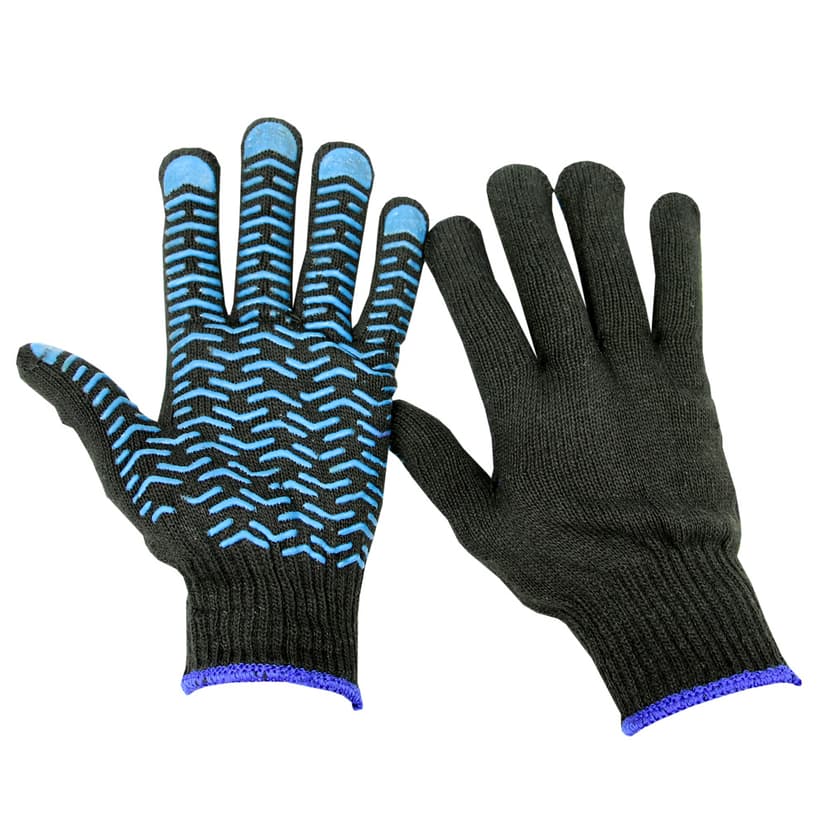 (WE2120) Рукавички ХБ чорні, синя "хвиля" WERK