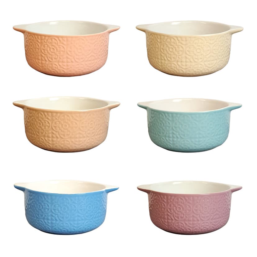 VT-C-41165 Бульйонниця Пастельні візерунки з вушками , Vittora 165мм, 600мл