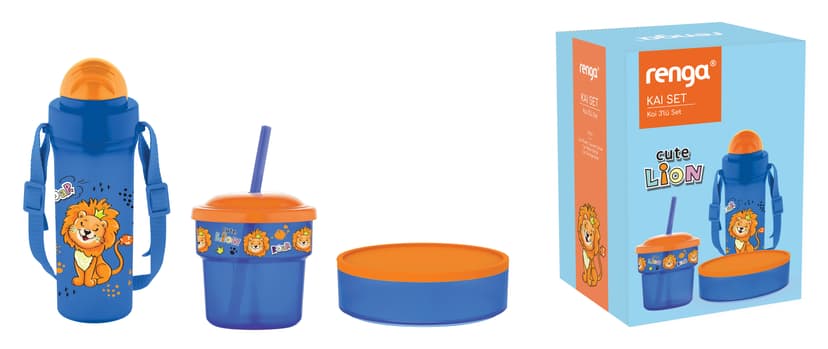 Дитячий набор Kai (пляшка 300мл, чашка 250мл, контейнер 360мл) GT-G-712008 GUSTO, синій