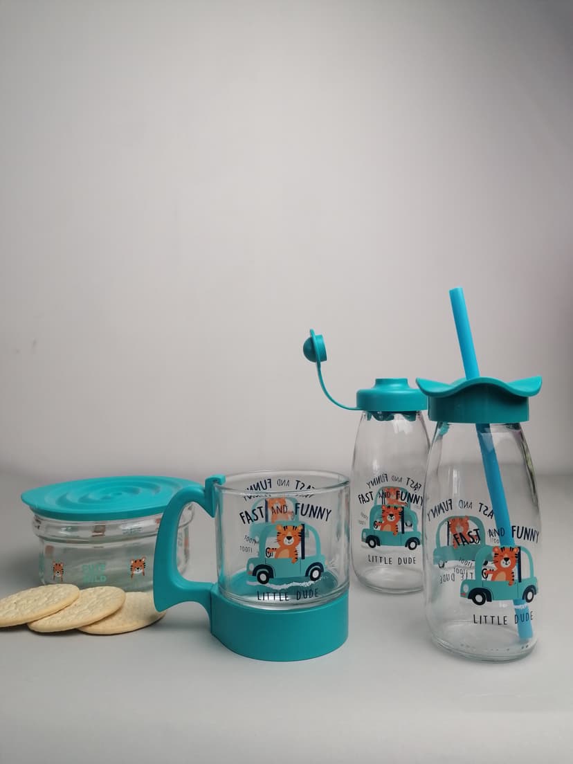 VT-712010 Дитячий набор Boby (2 пляшки 250мл, чашка 280мл, контейнер 415мл) VITTORA, бірюза