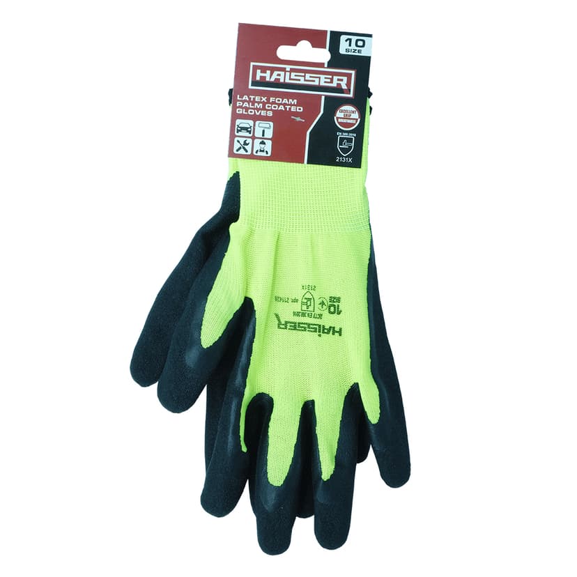 (211428) Рукавички поліестер салатові з чорним латексним спіненим покриттям з підв. HAISSER