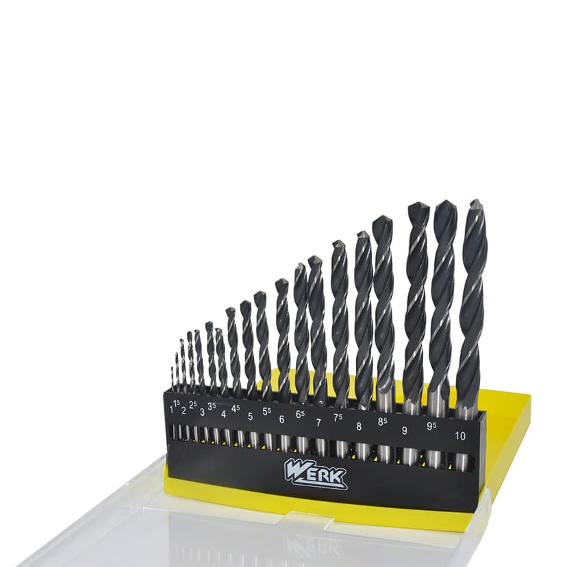 Набір свердл по металу - 19 шт, WERK (1-10)x0.5мм