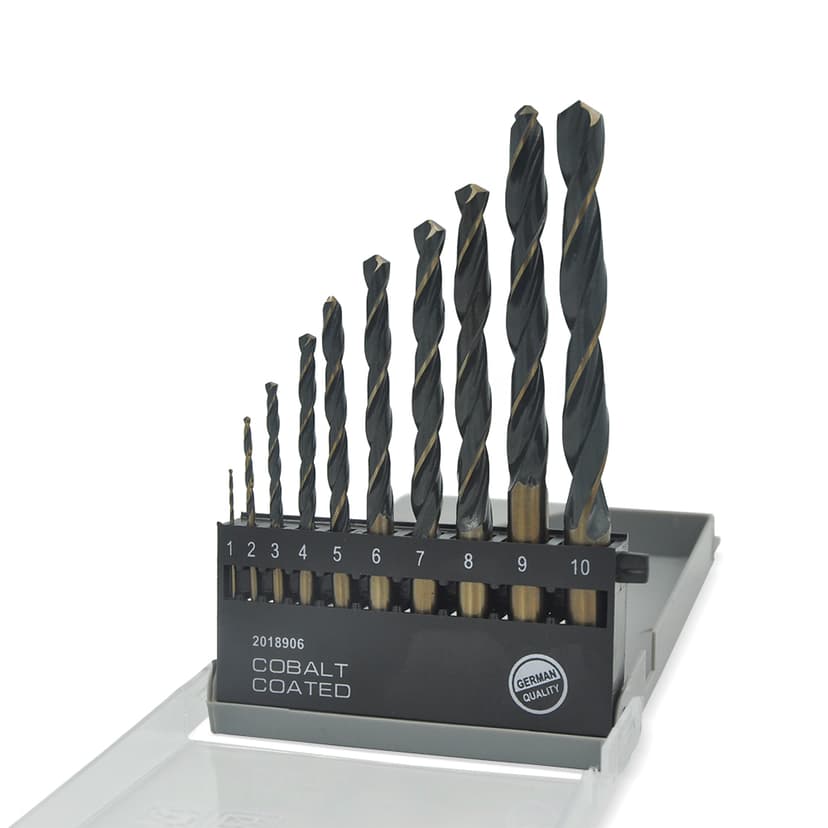 Набір свердл по металу HSS - (1-10)мм, 10шт, кобальтове покриття (HAISSER)