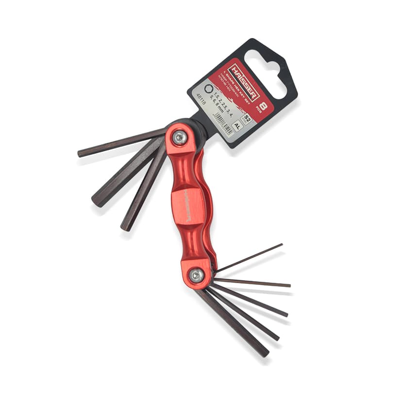 (48118) Набір розкл. Г-под. ключів HEX 8 од., S2, 1,5-8 мм, алюм. корп., HAISSER