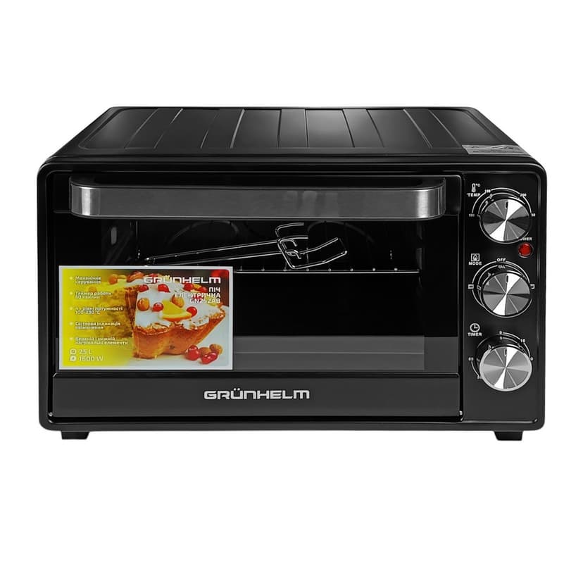 Піч електрична - GN252AB (чорний) 25л, 1600 Вт (GRUNHELM)
