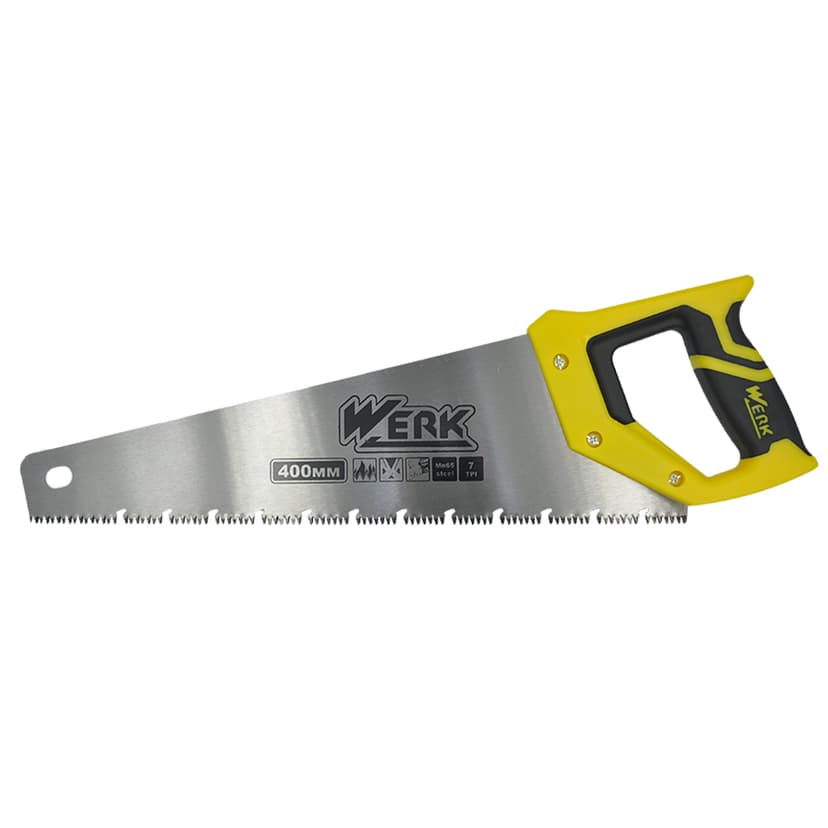(40131) Ножівка по дереву з двокомп. ручк. 400мм, 7TPI 3D Л-зубці, WERK