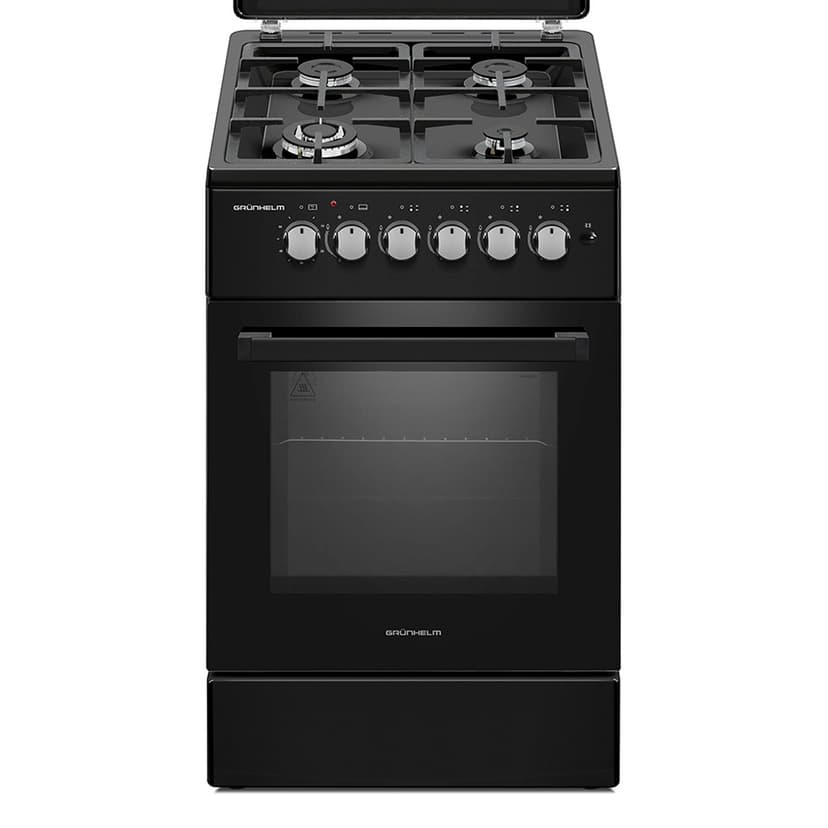 Плита газова 50см - G4F56124B, чорна, чавунна решітка (GRUNHELM)