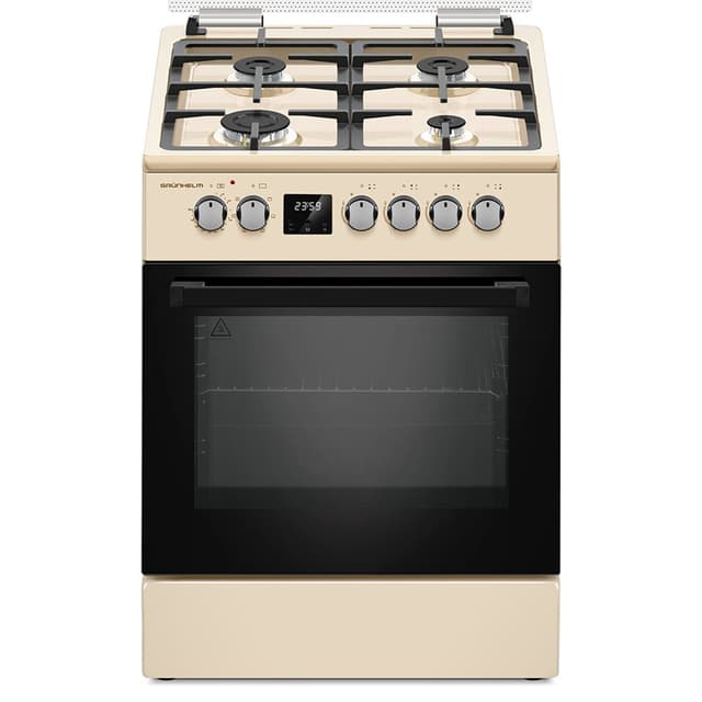 Плита газоелектр. 60см - FD661234BE, бежева, чавунна решітка, дисплей (GRUNHELM)