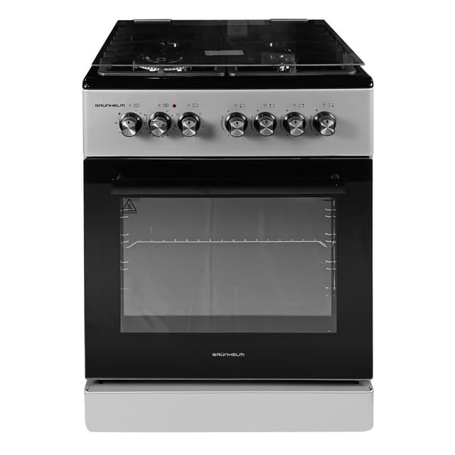 Плита газоелектр. 60см - F661234GB, сіро-чорна, чавунна решітка (GRUNHELM)