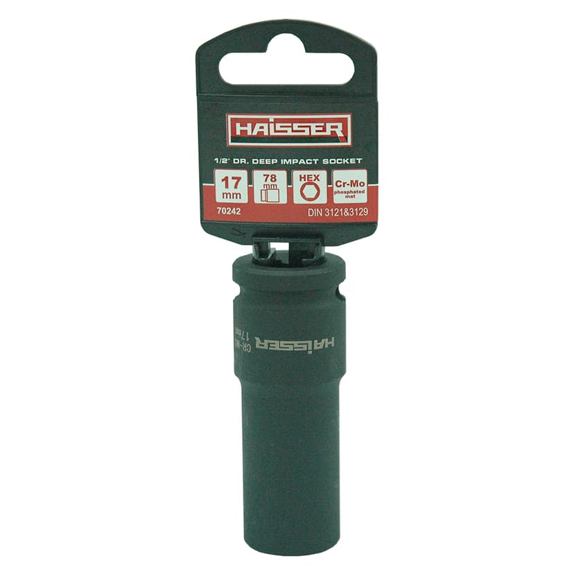 (70242) Головка ударна довга шестигранна 1/2" фосфат. 17ммx78мм HAISSER
