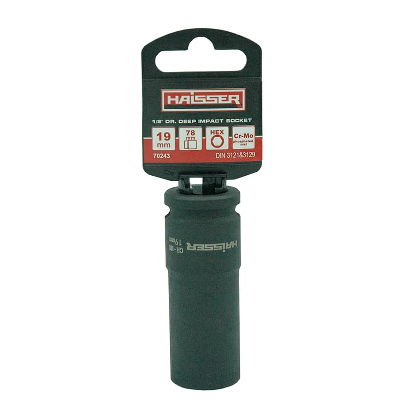 (70243) Головка ударна довга шестигранна 1/2" фосфат. 19ммx78мм HAISSER