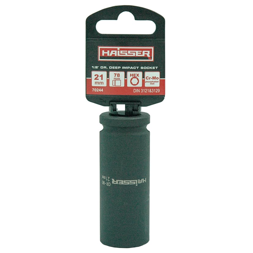 (70244) Головка ударна довга шестигранна 1/2" фосфат. 21ммx78мм HAISSER