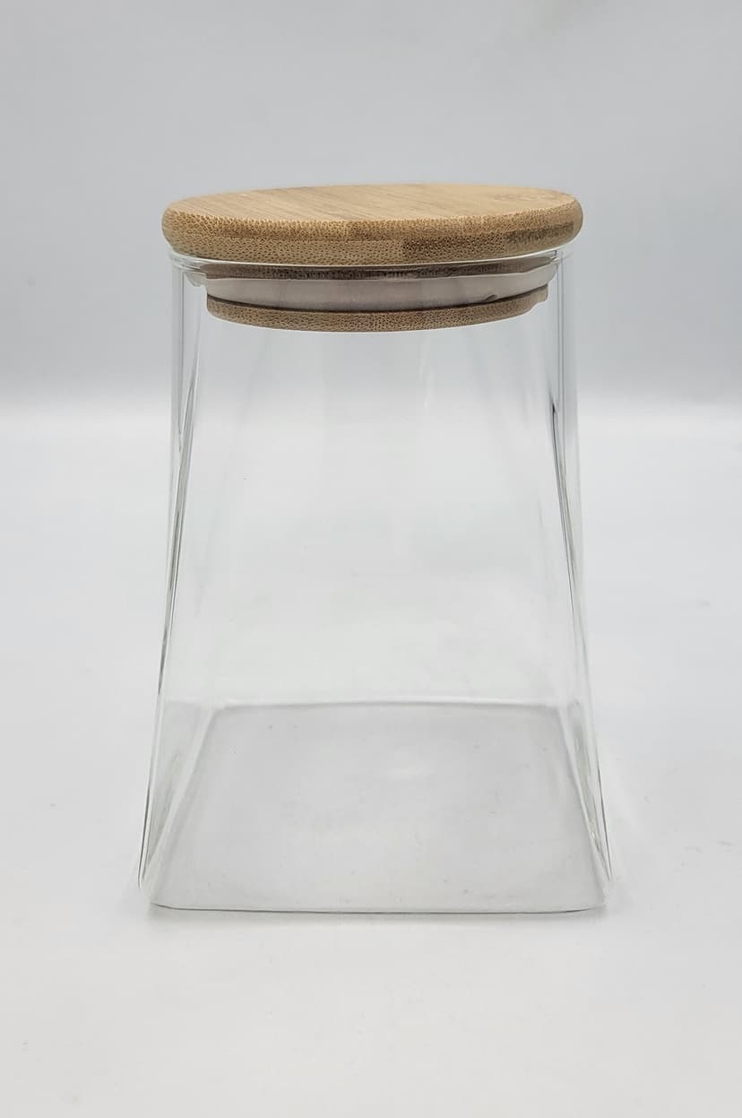 VT-7908 Ємність скляна з дерев'яною кришкою (трапеція) Vittora, 800 мл