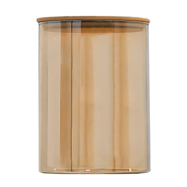 VT-8008 Ємність скляна з дерев'яною кришкою (кругла) бурштин Vittora, 800 мл