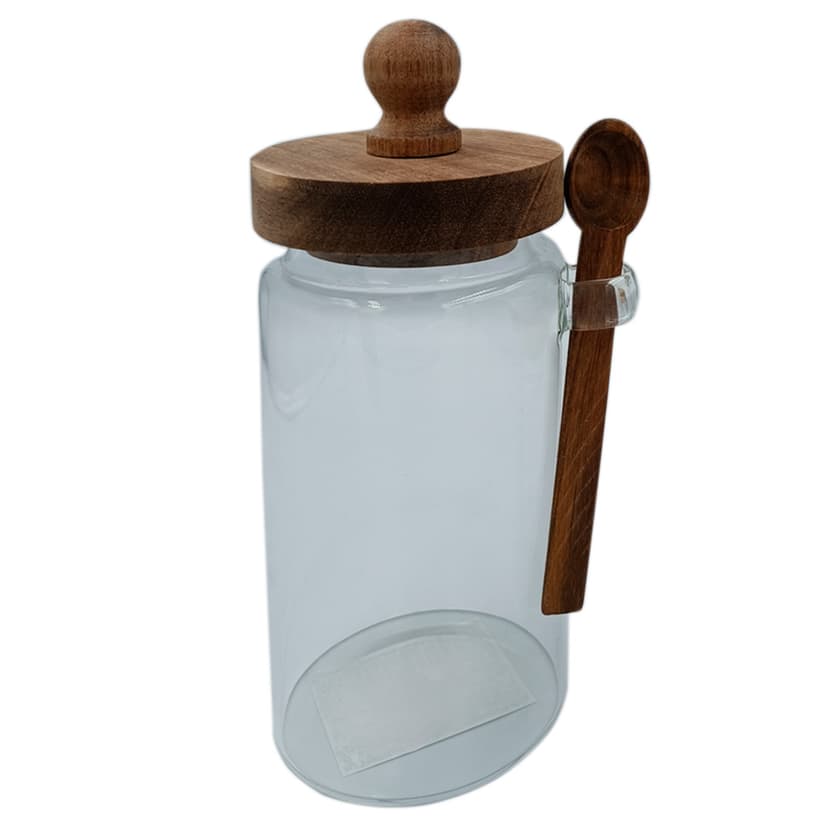 VT-9273 Ємність скляна з дерев'яною кришкою та ложкою Vittora, 730мл