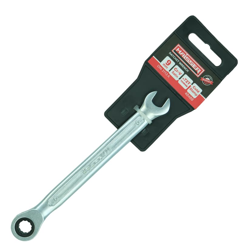 (48489) Ключ комбінований з тріскачкою CRV Cold Stamped 9мм з підв. HAISSER