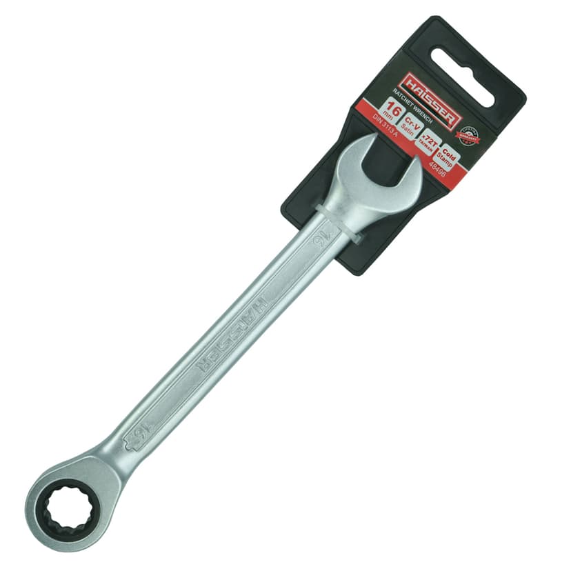 (48496) Ключ комбінований з тріскачкою CRV Cold Stamped 16мм з підв. HAISSER