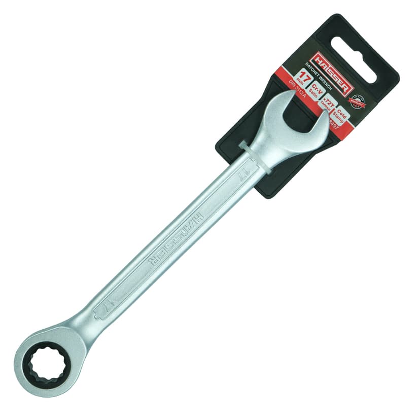 (48497) Ключ комбінований з тріскачкою CRV Cold Stamped 17мм з підв. HAISSER