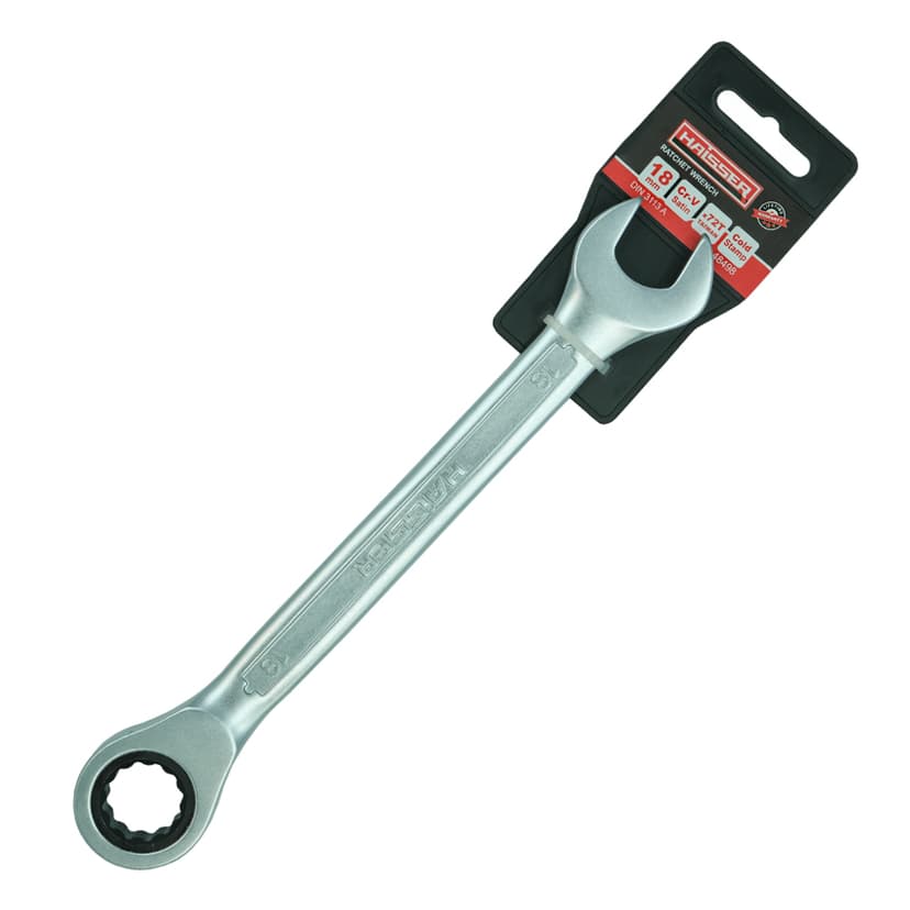 (48498) Ключ комбінований з тріскачкою CRV Cold Stamped 18мм з підв. HAISSER