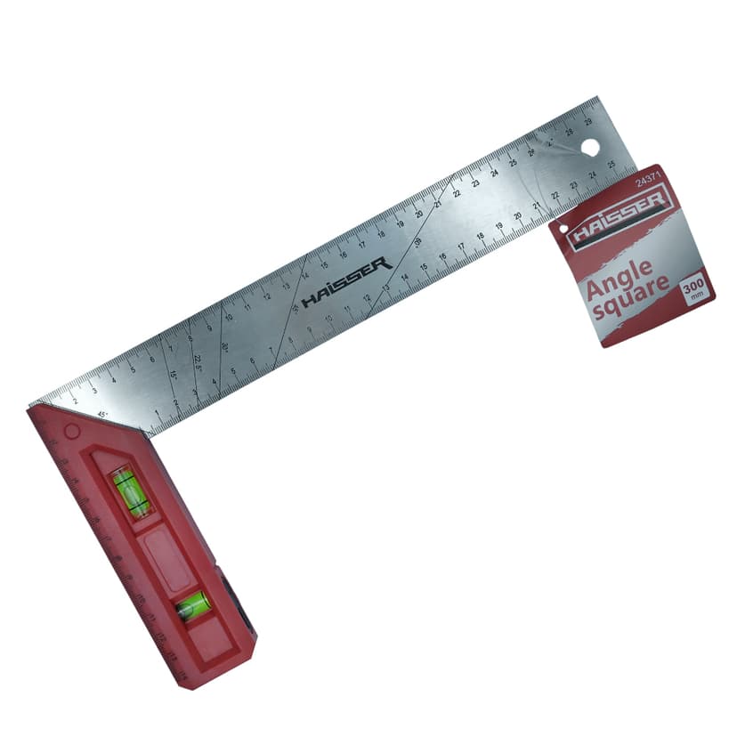 (24371) Кутник будівельний з пласт. ручкой та рівнем 300 мм HAISSER
