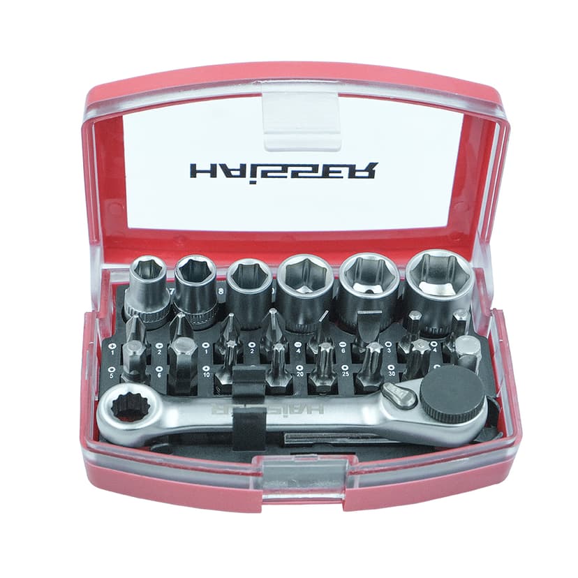 (70252) Набір головок торцевих з тріскачкою 1/4" 24 од. HAISSER