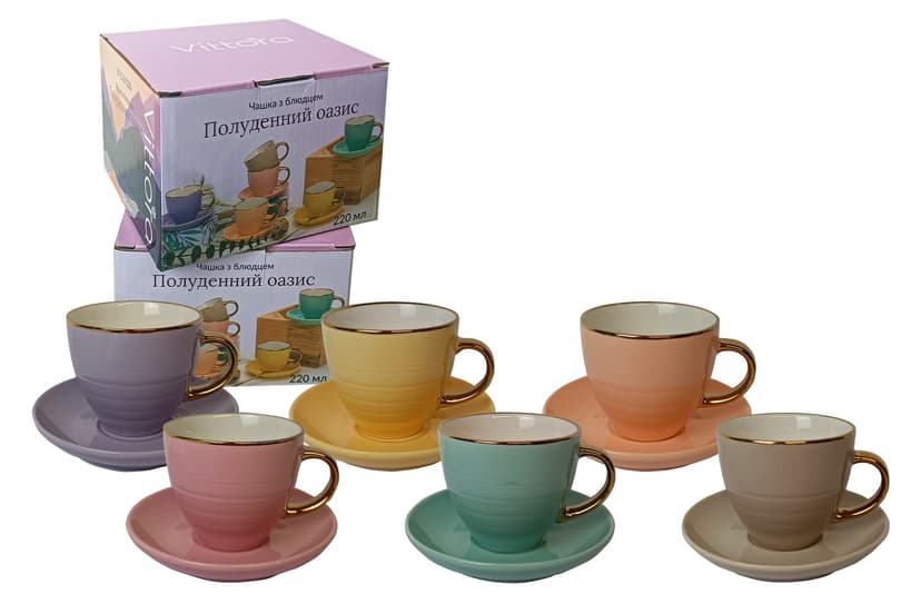 VT-C-291220 Чашка з блюдцем Полуденний оазис Vittora, 220мл