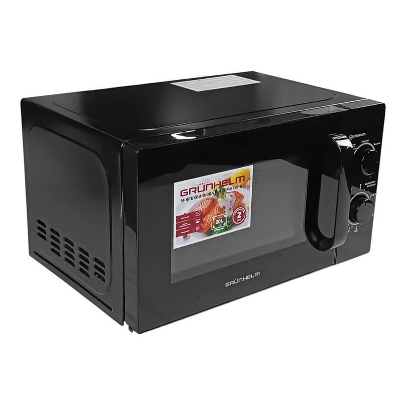 Мікрохвильова піч - 20MX750-B(чорна) 20л, 700 Вт, мех. (GRUNHELM)