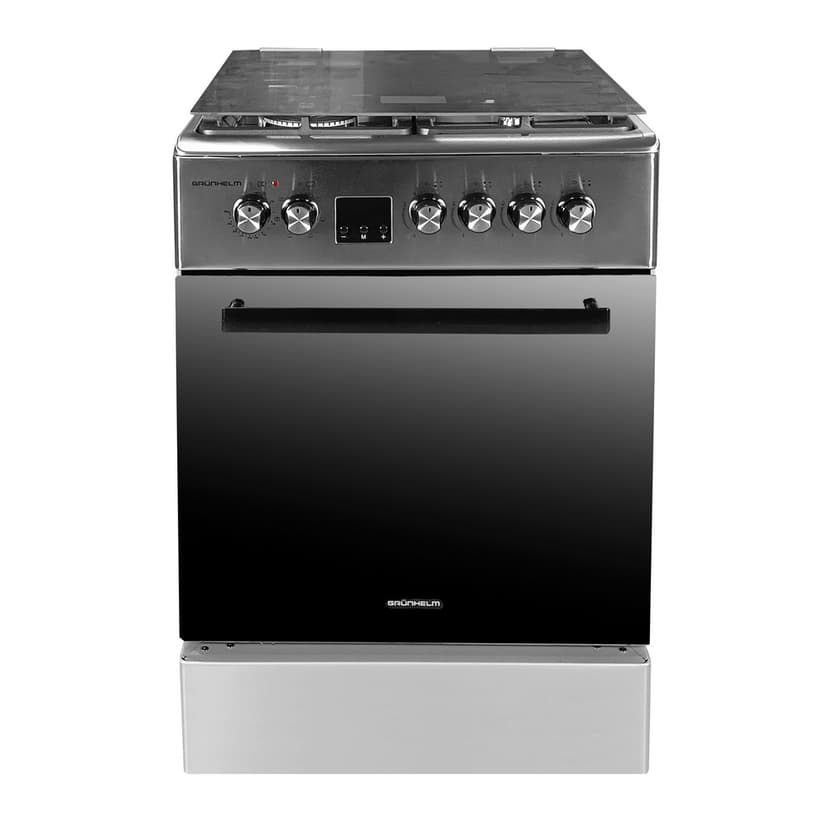 Плита газоелектр. 60см - FD66234I, нержавійка, чавунна решітка, дисплей (GRUNHELM)