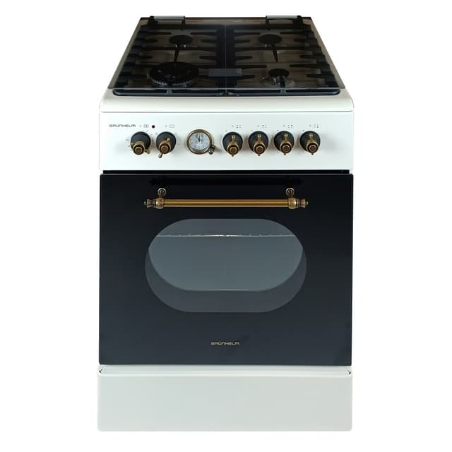 Плита газоелектр. 60см - FDR661234BE, бежева, чавунна решітка, ретро, дисплей (GRUNHELM)