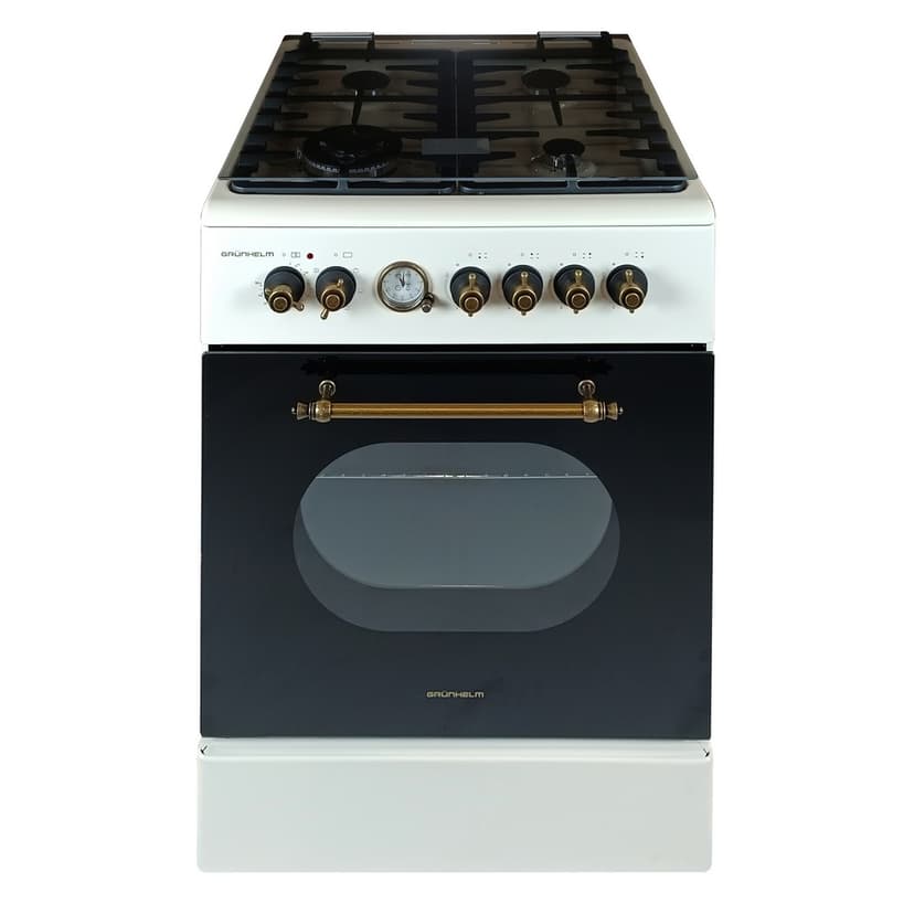 Плита газоелектр. 60см - FDR661234BE, бежева, чавунна решітка, ретро, дисплей (GRUNHELM)