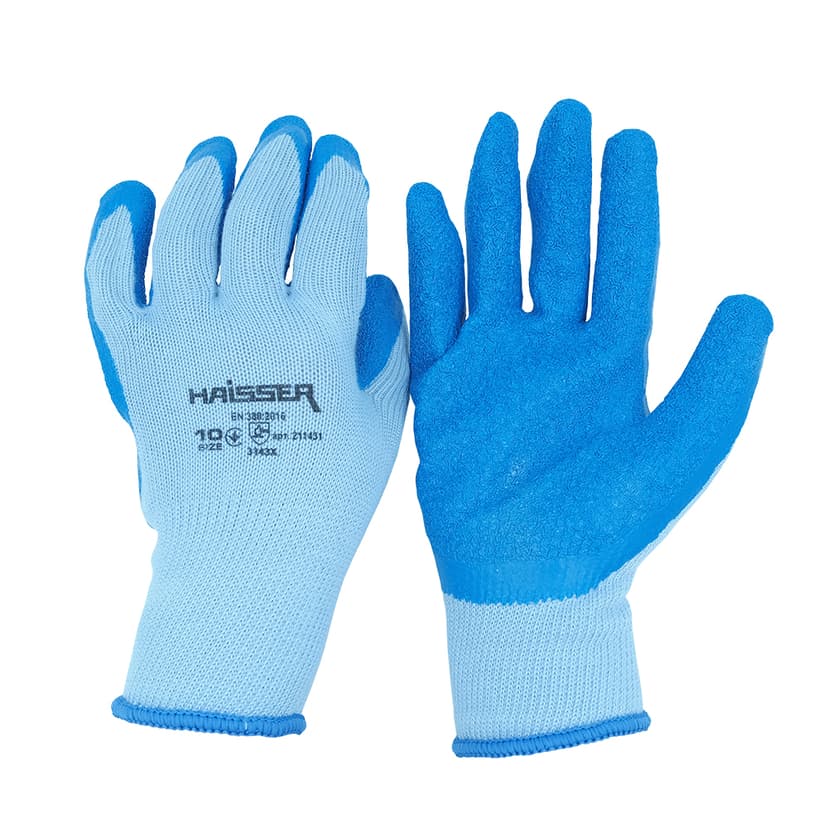 (211431) Рукавички полібавовна блакитні з синім латексним покриттям з підв. HAISSER