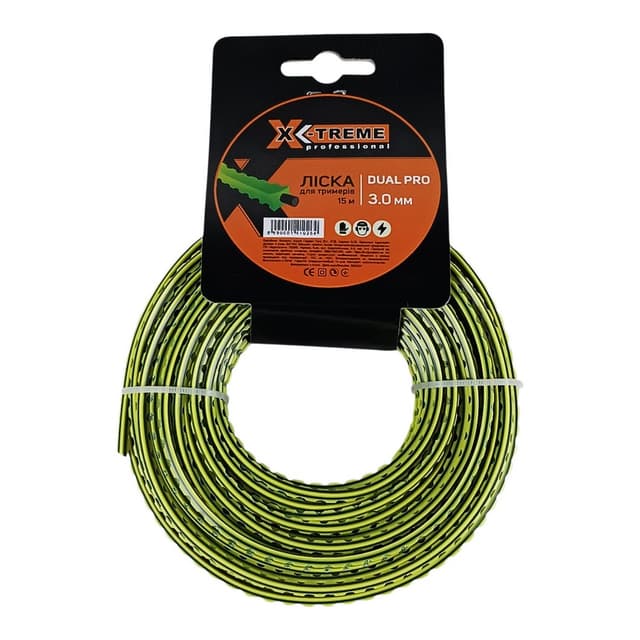 Ліска до мотокоси  X-TREME 3,0мм x 15м  DUAL PRO  (квадрат з сердечником)