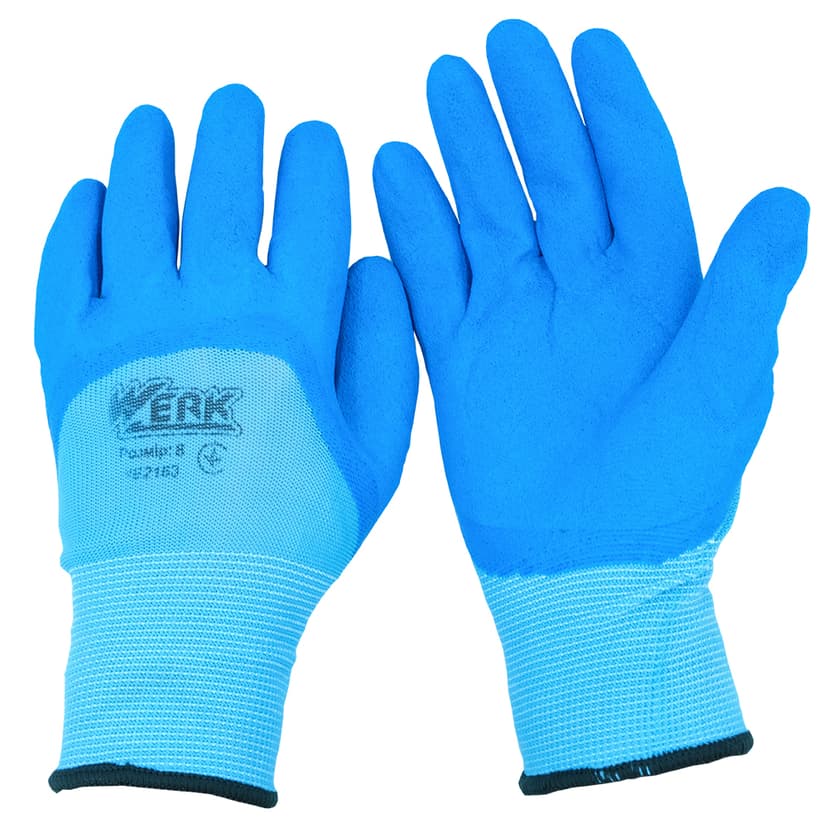 (WE2163) Рукавички ПЕ сині, з синім латексним покриттям р.8 WERK