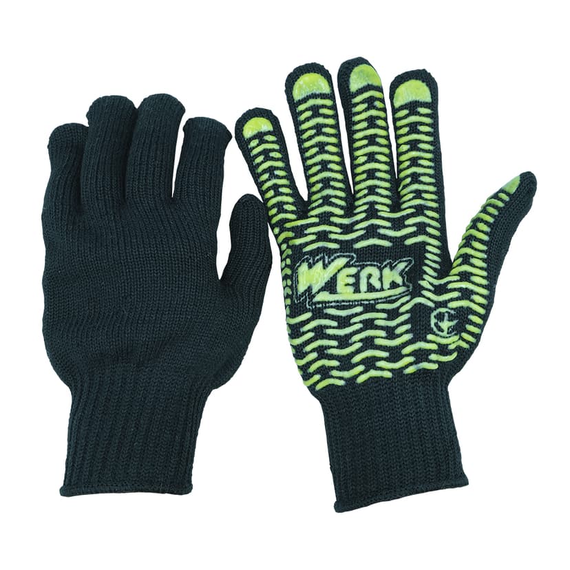 (WE2165) Рукавички ХБ чорні, жовтий ПВХ WERK