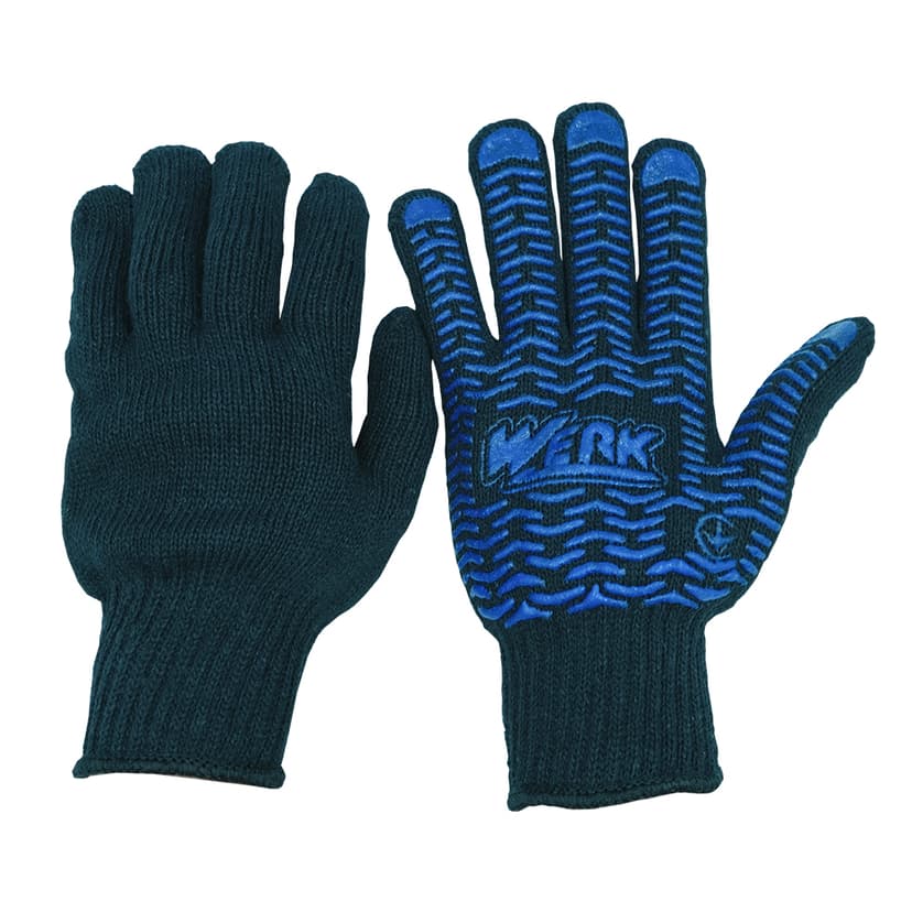 (WE2166) Рукавички ХБ чорні, синій ПВХ WERK