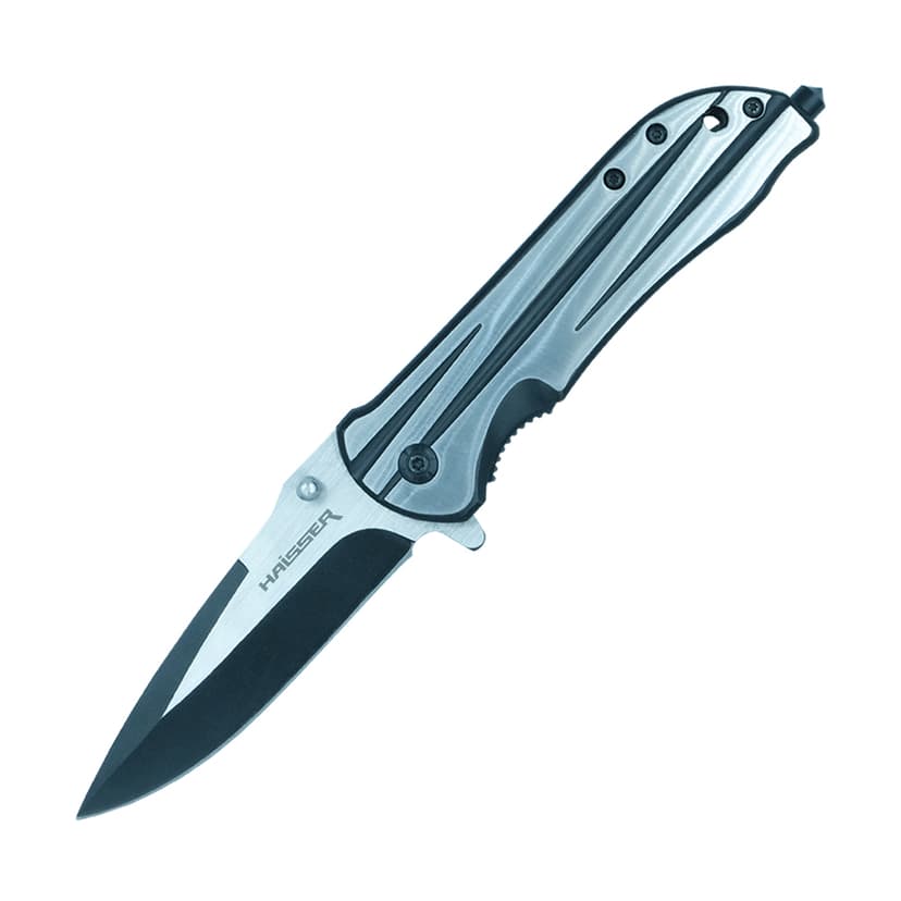 (23542) Ніж туристичний складн. з склобоєм, лезо 83х2,5 мм, алюм. ручка HAISSER