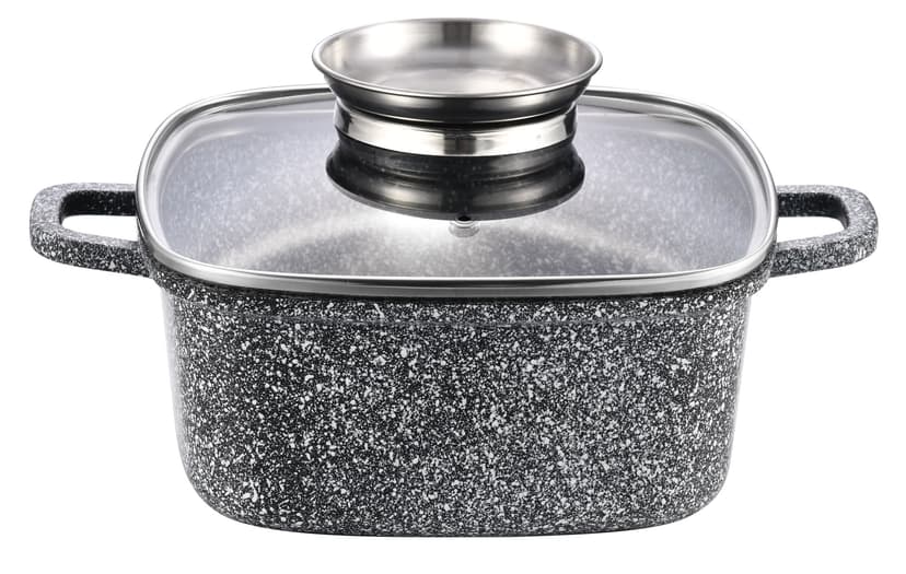 GT-2704-24 Каструля квадратна, покриття CERAMIC SNOW, 24x10cм, 4,4л GUSTO