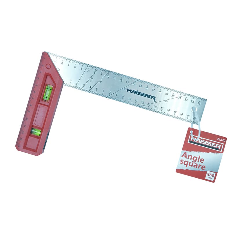 (24370) Кутник будівельний з пласт. ручкой та рівнем 250 мм HAISSER