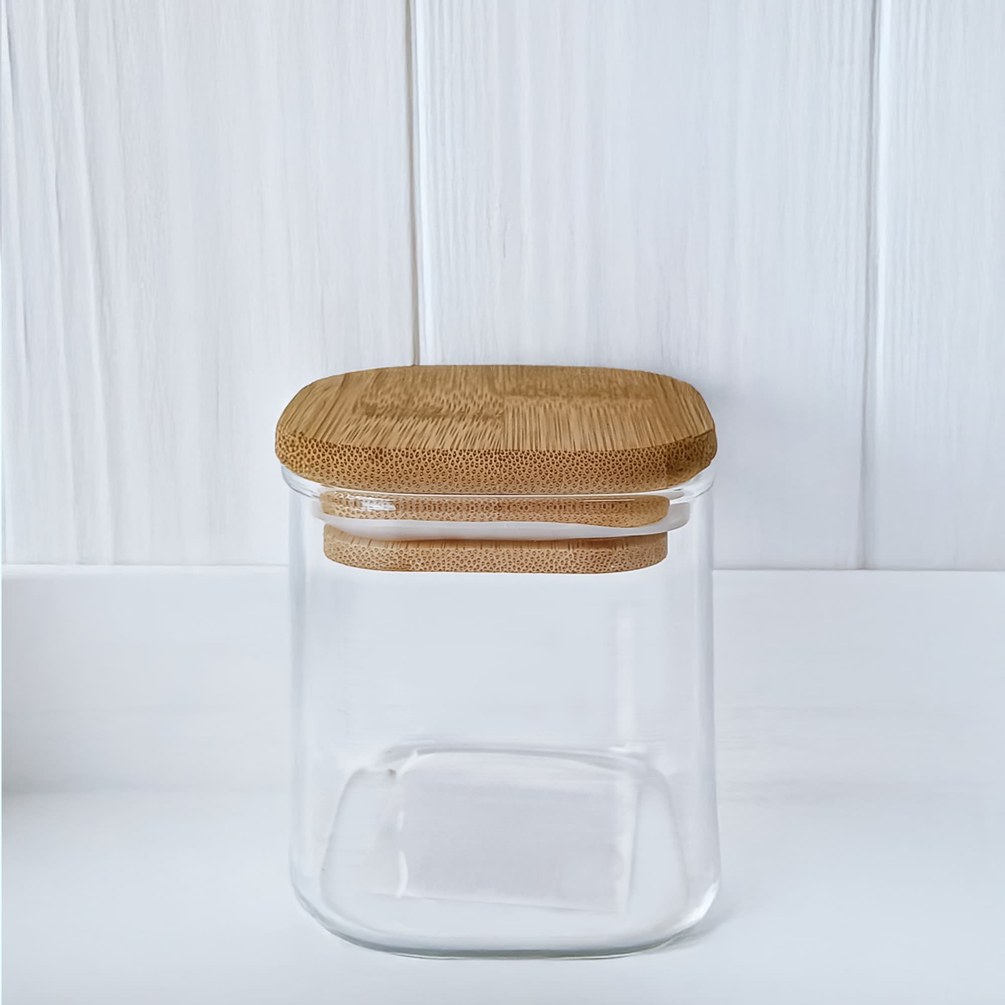 VT-9036-120 Ємність скляна для спецій кругла з дерев'яною кришкою Vittora, 120мл (по факту 180 мл) — фото 1