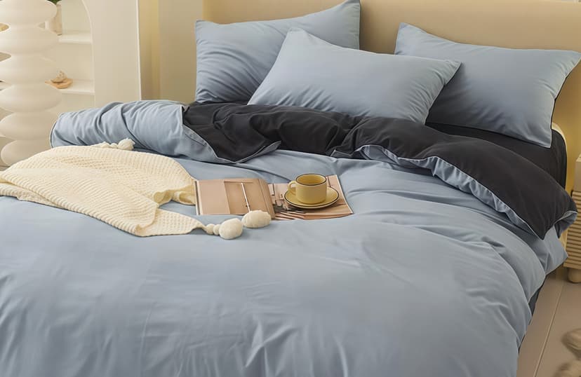 VS-BS2.0-204 Комплект постільної білизни Блакитно-Сірий, двоспальний VERSAILLES, Сатин