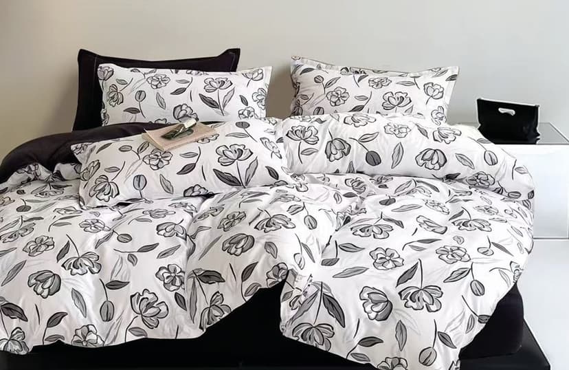 VS-BM1.5-103 Комплект постільної білизни Біла квітка, півтораспальний VERSAILLES, Мікрофібра