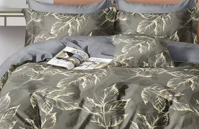VS-BM2.5-102 Комплект постільної білизни Графітові листя, євро VERSAILLES, Мікрофібра