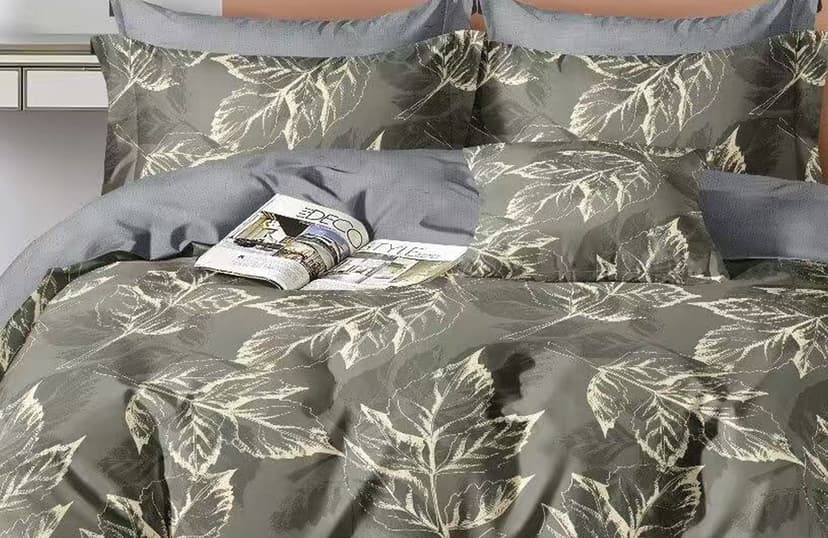 VS-BM2.5-102 Комплект постільної білизни Графітові листя, євро VERSAILLES, Мікрофібра