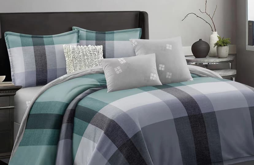 VS-BM2.5-107 Комплект постільної білизни Зелено-сіра класика, євро VERSAILLES, Мікрофібра