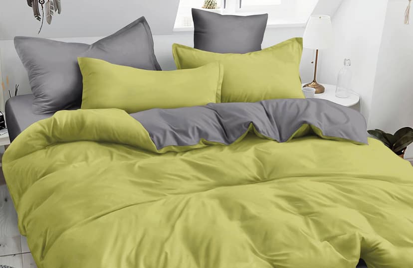 VS-BM1.5-202 Комплект постільної білизни Лимонно-сірий, півтораспальний VERSAILLES, Мікрофібра