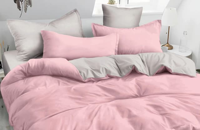 VS-BM1.5-209 Комплект постільної білизни Сіро-рожевий, півтораспальний VERSAILLES, Мікрофібра