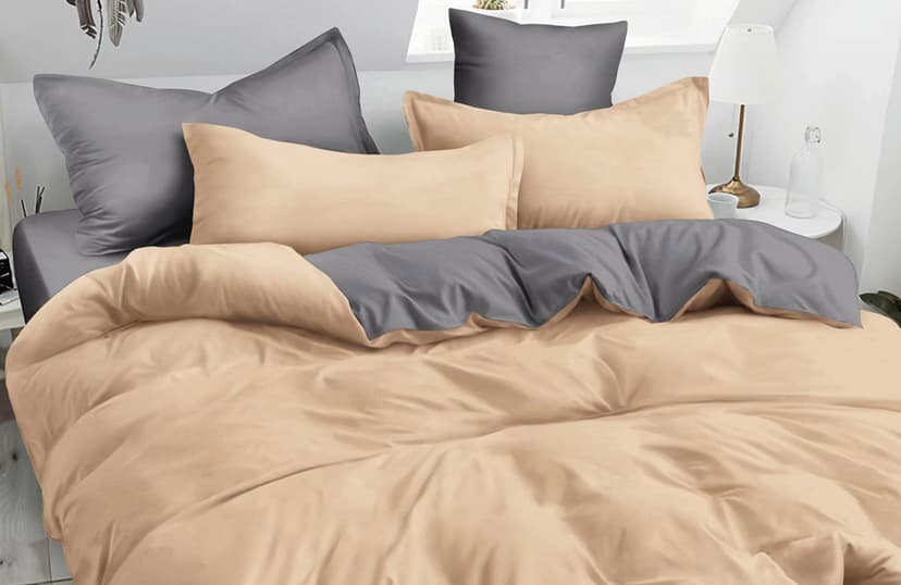 VS-BM2.0-204 Комплект постільної білизни Графітово-бежевий, двоспальний VERSAILLES, Мікрофібра