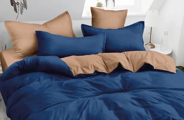 VS-BM2.0-210 Комплект постільної білизни Синьо-кремовий, двоспальний VERSAILLES, Мікрофібра